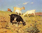 Famous Goats Paintings - Goats Grazing on a Hillside